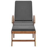 Sun Loungers with Cushions 2 pcs Solid Teak Wood Dark Grey - Side View