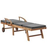 Sun Loungers with Cushions 2 pcs Solid Teak Wood Dark Grey - Rear View
