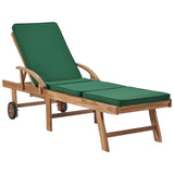 Sun Loungers with Cushions 2 pcs Solid Teak Wood Green - Front View