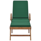 Sun Loungers with Cushions 2 pcs Solid Teak Wood Green - Side View