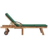 Sun Loungers with Cushions 2 pcs Solid Teak Wood Green - Top-Down View