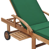 Sun Loungers with Cushions 2 pcs Solid Teak Wood Green - Low Angle