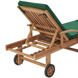 Sun Loungers with Cushions 2 pcs Solid Teak Wood Green - Extra Image