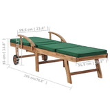 Sun Loungers with Cushions 2 pcs Solid Teak Wood Green - Extra Image