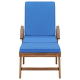 Sun Loungers with Cushions 2 pcs Solid Teak Wood Blue - Side View