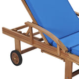 Sun Loungers with Cushions 2 pcs Solid Teak Wood Blue - Low Angle