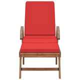 Sun Loungers with Cushions 2 pcs Solid Teak Wood Red