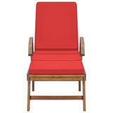 Sun Loungers with Cushions 2 pcs Solid Teak Wood Red - Side View