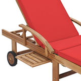 Sun Loungers with Cushions 2 pcs Solid Teak Wood Red - Low Angle