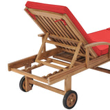 Sun Loungers with Cushions 2 pcs Solid Teak Wood Red - Extra Image