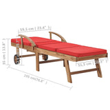 Sun Loungers with Cushions 2 pcs Solid Teak Wood Red