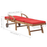 Sun Loungers with Cushions 2 pcs Solid Teak Wood Red - Extra Image
