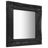 Wall Mirror Baroque Style 40x40 cm Black - Front View