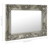 Wall Mirror Baroque Style 50x40 cm Silver - Rear View