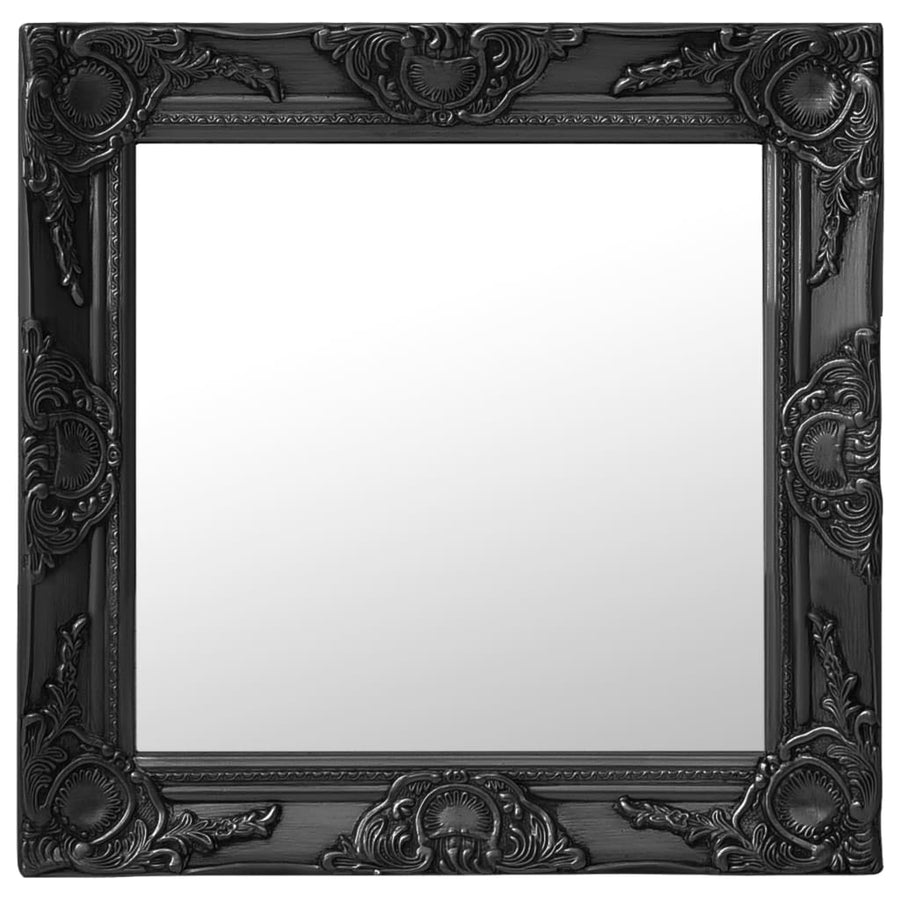Wall Mirror Baroque Style 50x50 cm Black