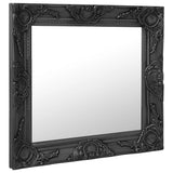 Wall Mirror Baroque Style 50x50 cm Black - Front View