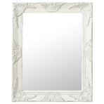 Wall Mirror Baroque Style 50x60 cm White