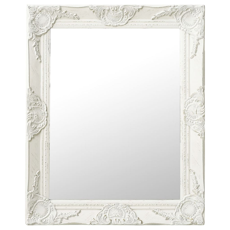 Wall Mirror Baroque Style 50x60 cm White