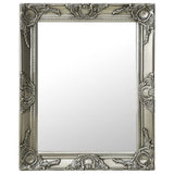 Wall Mirror Baroque Style 50x60 cm Silver - Front View