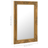 Wall Mirror Baroque Style 50x80 cm Gold - Rear View