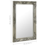 Wall Mirror Baroque Style 50x80 cm Silver - Rear View