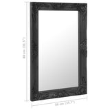 Wall Mirror Baroque Style 50x80 cm Black - Rear View