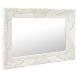 Wall Mirror Baroque Style 60x40 cm White - Front View