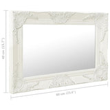 Wall Mirror Baroque Style 60x40 cm White - Rear View