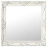 Wall Mirror Baroque Style 60x60 cm White