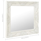 Wall Mirror Baroque Style 60x60 cm White - Rear View