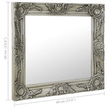 Wall Mirror Baroque Style 60x60 cm Silver - Rear View