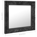 Wall Mirror Baroque Style 60x60 cm Black - Rear View