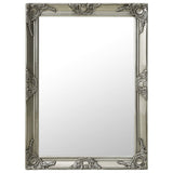 Wall Mirror Baroque Style 60x80 cm Silver