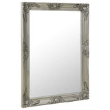 Wall Mirror Baroque Style 60x80 cm Silver - Front View