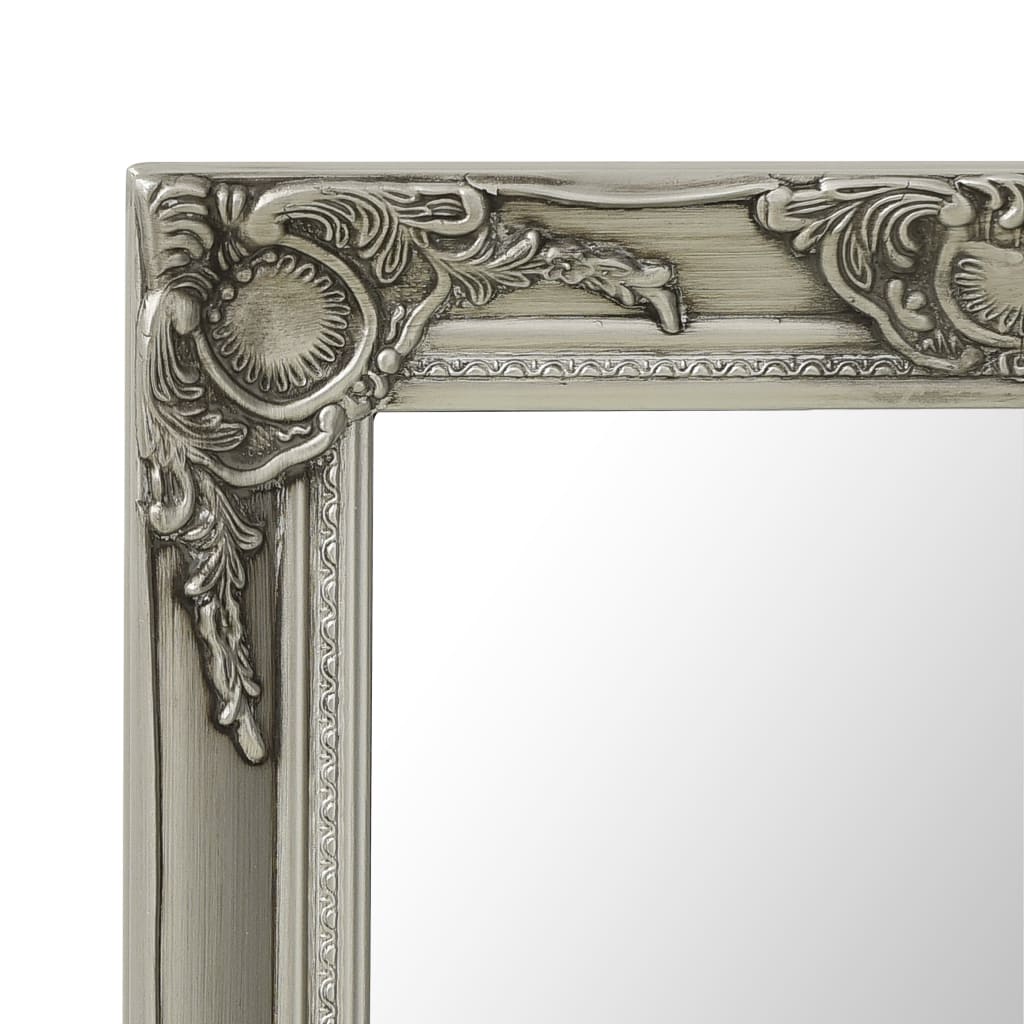Wall Mirror Baroque Style 60x80 cm Silver