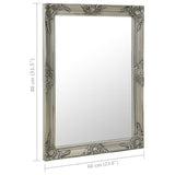 Wall Mirror Baroque Style 60x80 cm Silver - Rear View