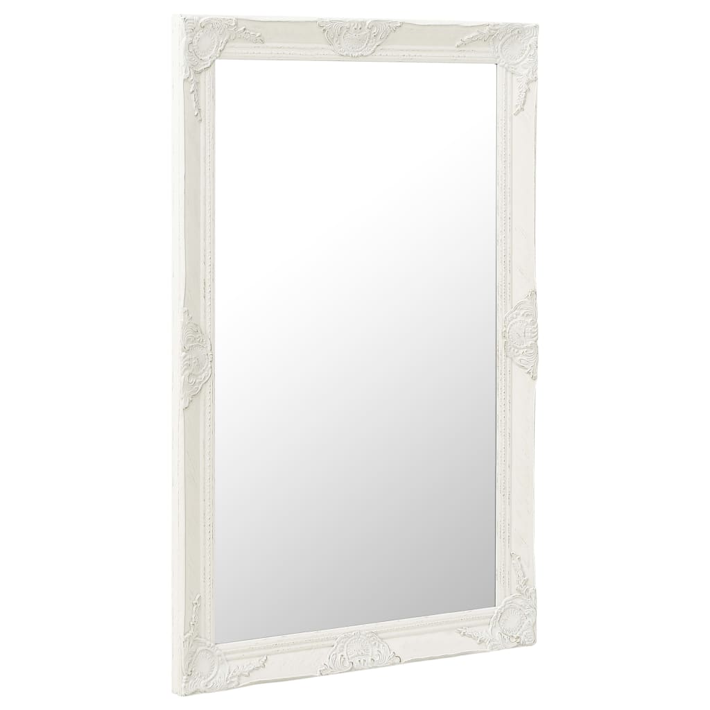 Wall Mirror Baroque Style 60x100 cm White
