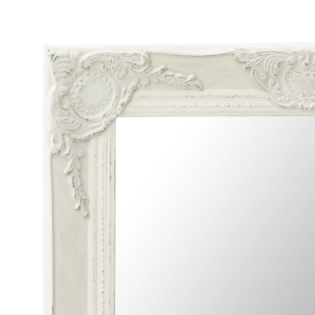 Wall Mirror Baroque Style 60x100 cm White