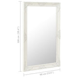 Wall Mirror Baroque Style 60x100 cm White