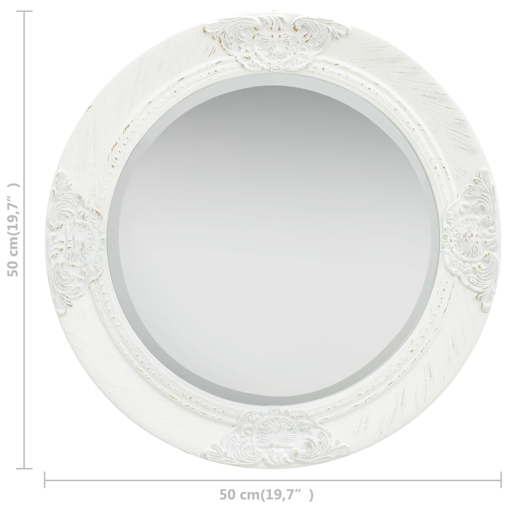 Wall Mirror Baroque Style 50 cm White