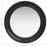 Wall Mirror Baroque Style 50 cm Black - 45-Degree Angle