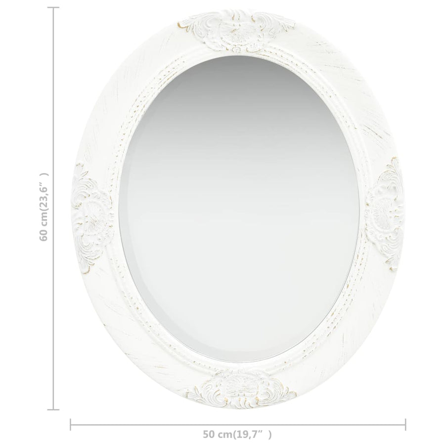 Wall Mirror Baroque Style 50x60 cm White