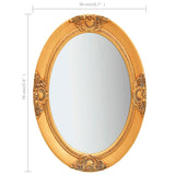 Wall Mirror Baroque Style 50x70 cm Gold - Rear View