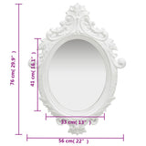 Wall Mirror Castle Style 56x76 cm White