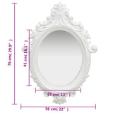 Wall Mirror Castle Style 56x76 cm White - 45-Degree Angle