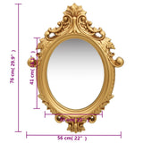 Wall Mirror Castle Style 56x76 cm Gold - 45-Degree Angle