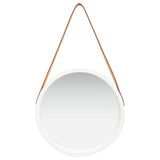 Wall Mirror with Strap 40 cm White - Front View