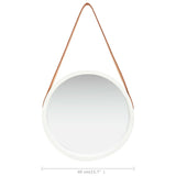 Wall Mirror with Strap 40 cm White - Rear View