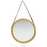 Wall Mirror with Strap 50 cm Gold - Rear View