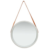 Wall Mirror with Strap 50 cm Silver